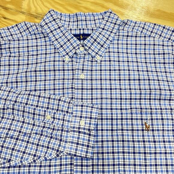 Polo Ralph Lauren Shirt Men's 3XB Big Colorful Plaid Button Down Flesh Pony - Picture 1 of 10